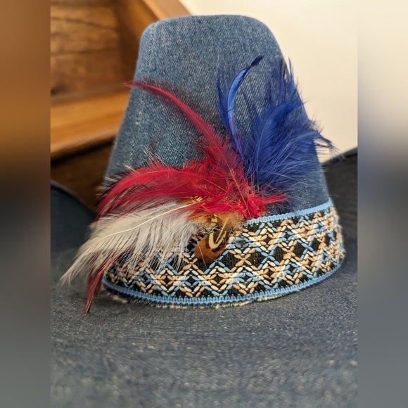 Vintage western 60's blue denim cowboy hat. Size 7-7 1/8 - Picture 10 of 17